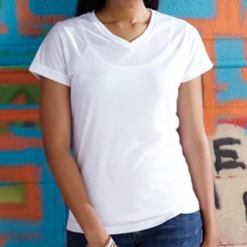 Women’s White V-Neck Polyester Sublimation Blank
